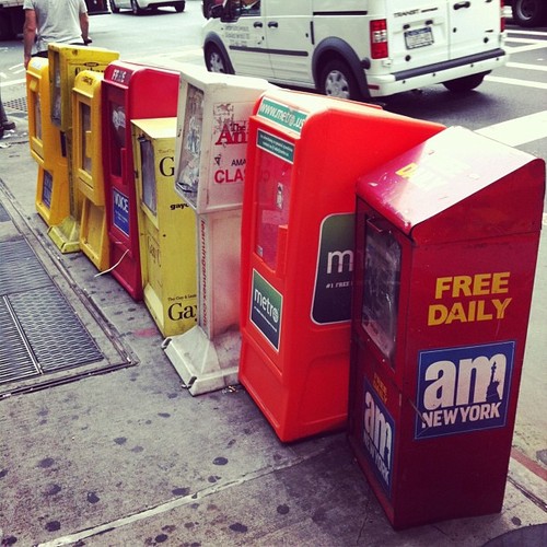 La venta de periódicos en las calles de Nueva York y otras cosas del pasado (foto tomada el 8 de agosto de 2013 en la Novena Avenida)