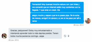 Conversación con Fernando Carrasco por MD en Twitter
